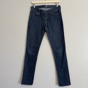 7 For All Mankind Roxanne Jeans 28 Dark Wash Mid Rise Slim Straight Made in USA